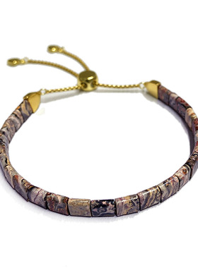 天然豹皮石手链小方块手环男女款红黄花纹豹皮石