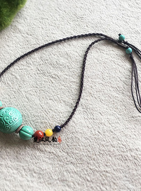 蓝松雕刻回纹珠锁骨项链18 20mm苏工精雕男女款高档礼物伴手礼