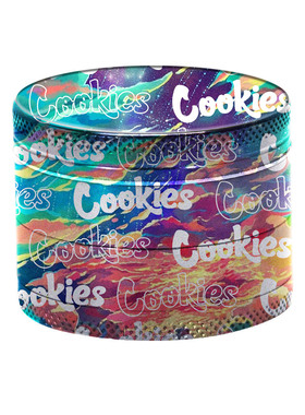 Cookies锌合金磨烟器 40/50/63/75四层平板彩印全包花金属研磨器