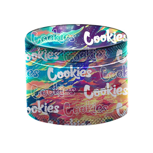 Cookies锌合金磨烟器 40/50/63/75四层平板彩印全包花金属研磨器