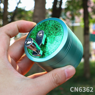 新款热卖4层63mm冰花纹路铝合金手摇磨烟器碎烟便携研磨机Grinder