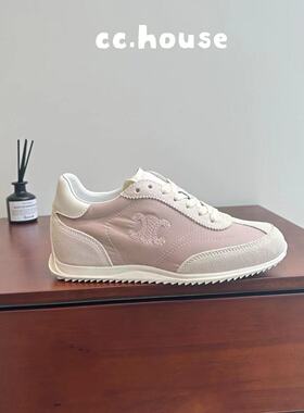 李庚希同款凯旋门刺绣真皮德训鞋女系带拼色阿甘鞋运动休闲小白鞋