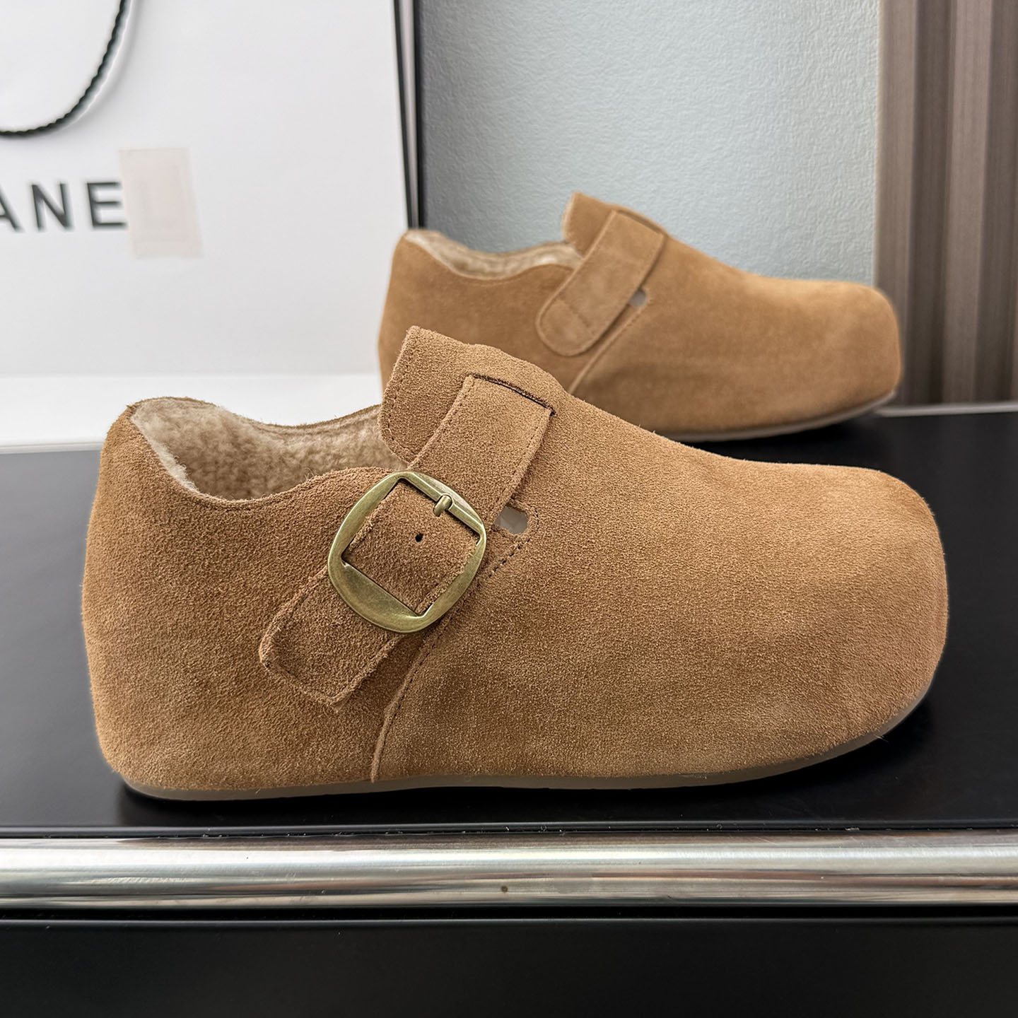 内增高厚底冬季加绒勃肯鞋全包保暖2025新款真牛皮毛毛博肯鞋女鞋