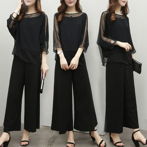 大码两件套200斤胖mm最爱雪纺衫