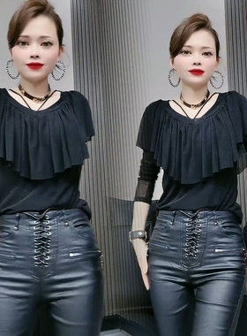 长袖韩版常规飞边南韩网女批发价