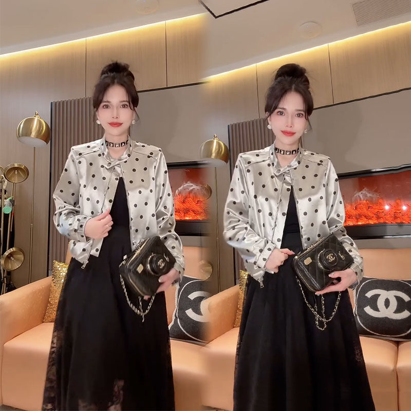 时尚洋气设计感波点短外套女2025年春季新款百搭宽松休闲长袖上衣,女装/女士精品,短外套,淘宝优惠券,粉丝福利购,淘宝优惠卷