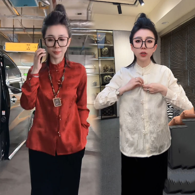 国风盘扣花边立领衬衫女2026早春新款新中式时尚洋气百搭显瘦上衣,女装/女士精品,衬衫,淘宝优惠券,粉丝福利购,淘宝优惠卷