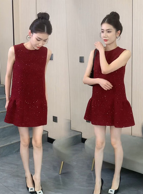 法式时尚小香风连衣裙女2025春季新款高级感名媛气质无袖背心裙潮