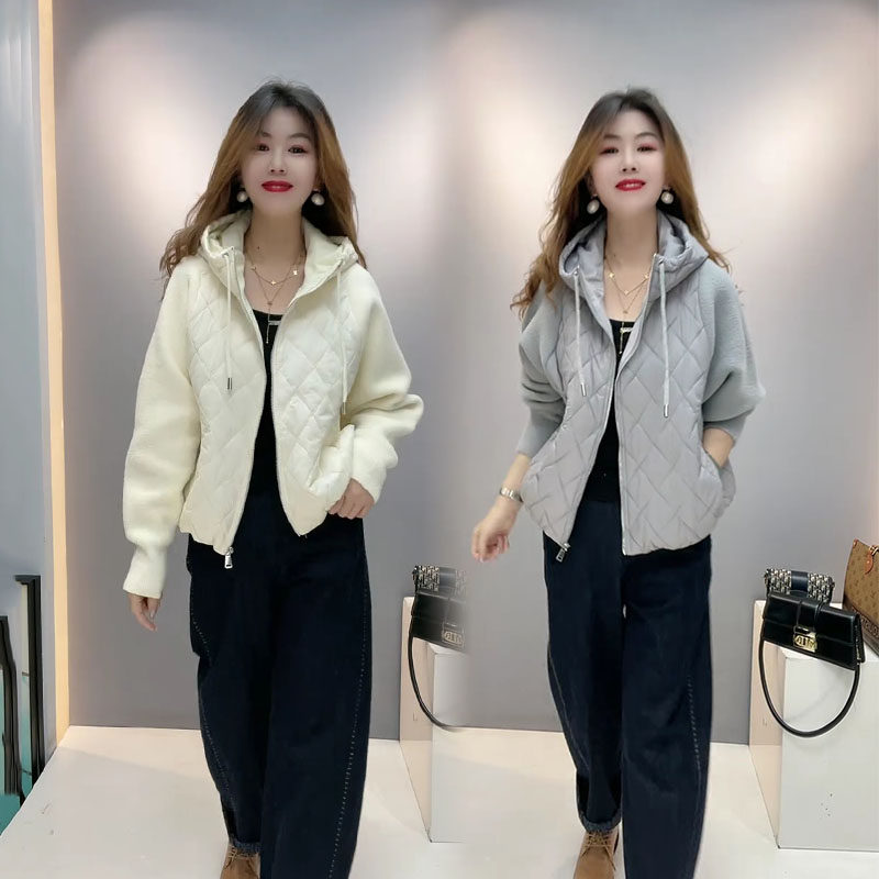 欧货时尚二棉短款外套女2025秋季新款休闲洋气连帽拼接宽松夹克衫,女装/女士精品,棉衣/棉服,淘宝优惠券,粉丝福利购,淘宝优惠卷