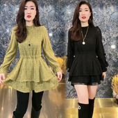 气质显瘦收腰中长款 韩版 甜美女百搭上衣打底 蕾丝衫 2025年春秋新款