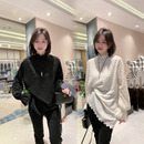 宽松复古花边中长款 法式 女2025秋冬新款 蕾丝衫 打底 休闲气质喇叭袖