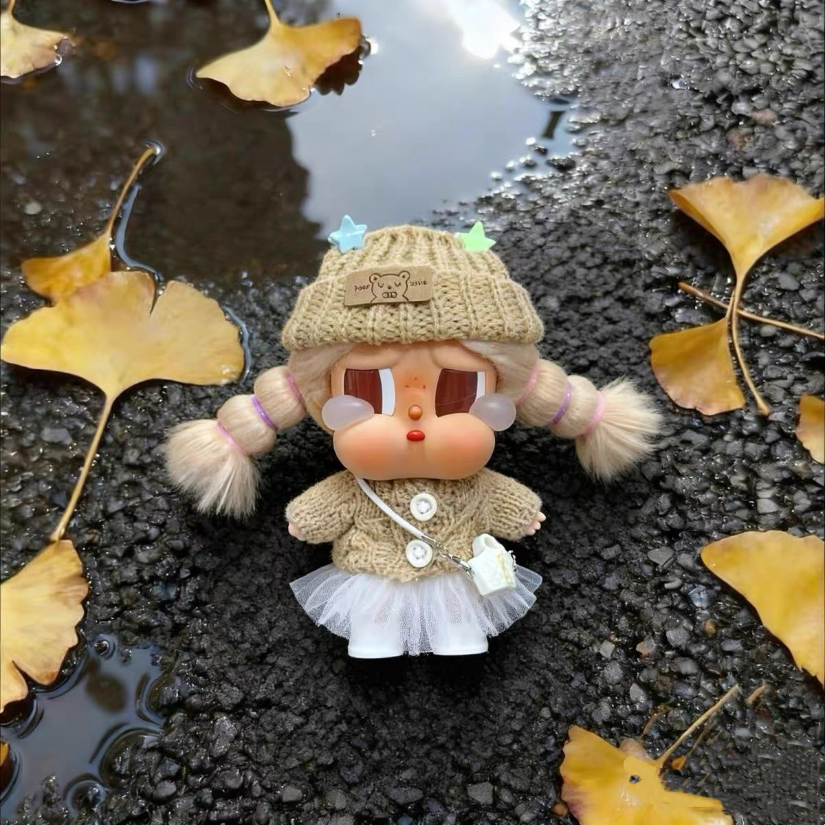 可爱哭娃度假vacation搪胶沙滩小憩娃衣小香风毛衣蓬蓬裙套装