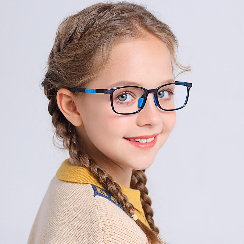 儿童方形全框防滑舒适光学眼镜架男童女童小孩9-14岁可配近视镜