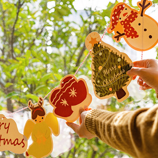 森屿叶圣诞装 扮挂饰橱窗场景布置用品 饰吊卡节日留言祝福卡氛围装