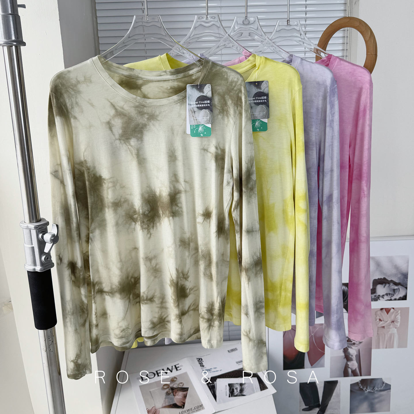 挖到宝了！天丝羊毛扎染运动长袖T恤女宽松T恤瑜伽服罩衫健身上衣