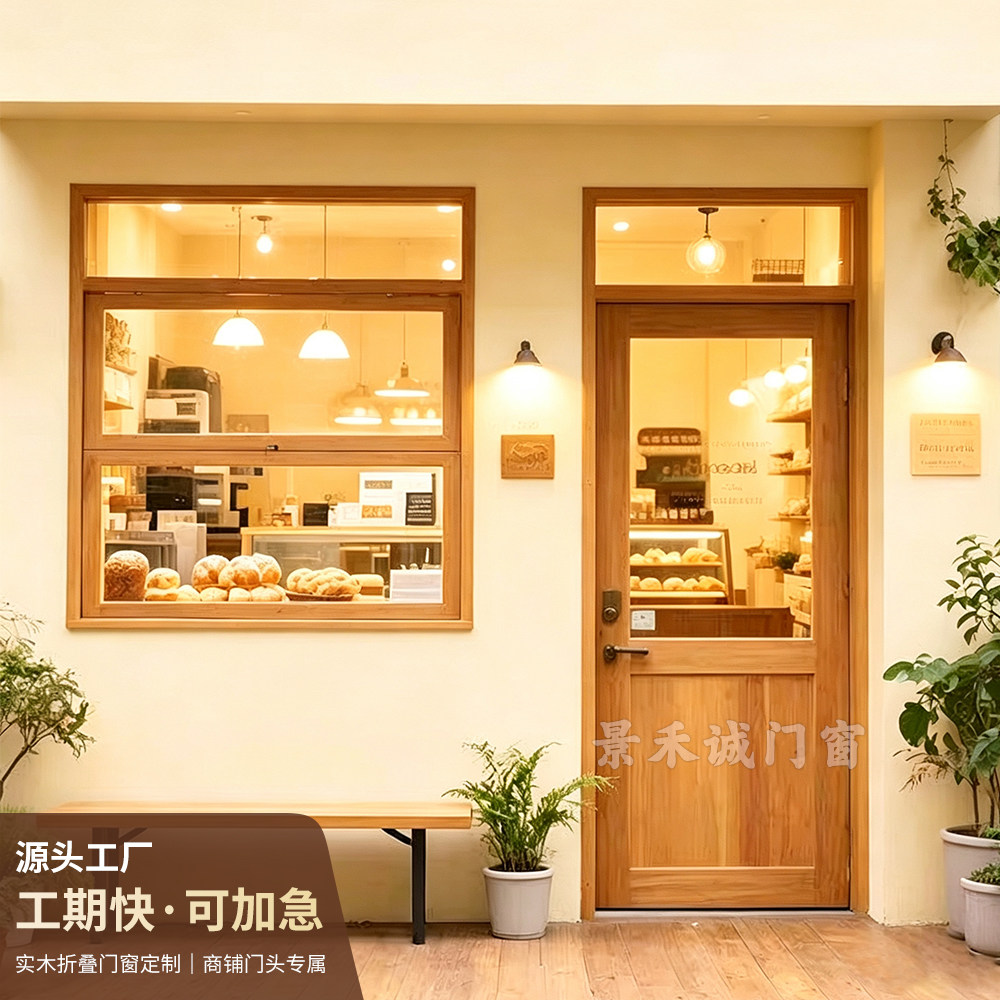 定制网红实木玻璃折叠门窗咖啡奶进户门