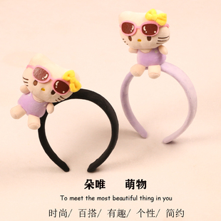 创意可爱眼镜KT猫发箍超萌卡通HelloKitty猫咪发卡洗脸拍照表演女