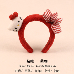 创意立体KT猫蝴蝶结发箍超萌卡通kitty猫咪发卡卖萌拍照表演头饰