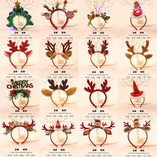 圣诞节发光头饰可爱圣诞树帽子鹿角发箍发卡节日派对装扮头箍发夹
