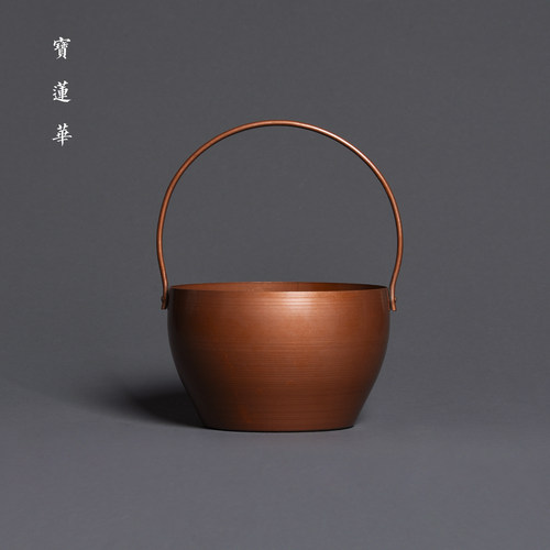 提梁紫铜小提桶茶洗建水洗茶渣斗