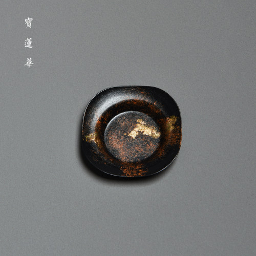 复古洒金彩铜杯托小巧铜杯垫托