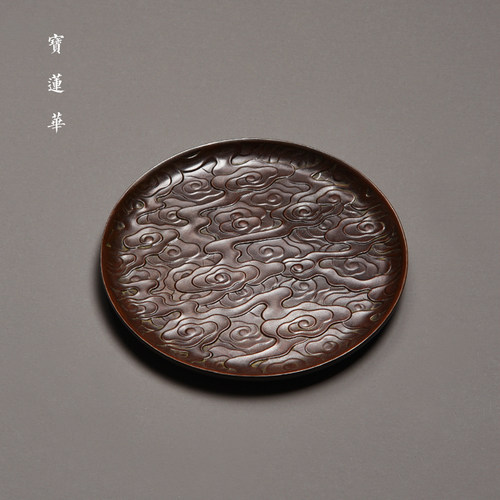铜雕祥云壶承铜盘中式复古铜器