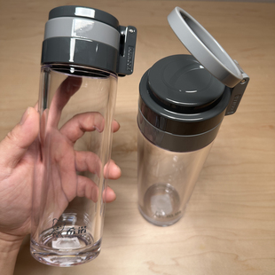 希诺塑料杯加厚通透PC材质无异味环形拎环设计便携带滤网泡茶水杯