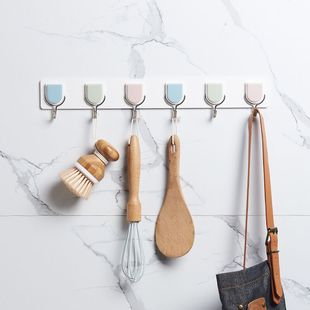 粘钩一排免打孔厨房可爱长条无痕创意强力挂墙厨房挂衣服挂钩时尚