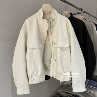 上衣 显瘦拉链皮衣小个子短外套短款 老钱风立领皮夹克女春季 新品