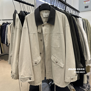 宽松显瘦休闲抽绳夹克 新品 巴恩风复古翻领大口袋中长款 外套26春季