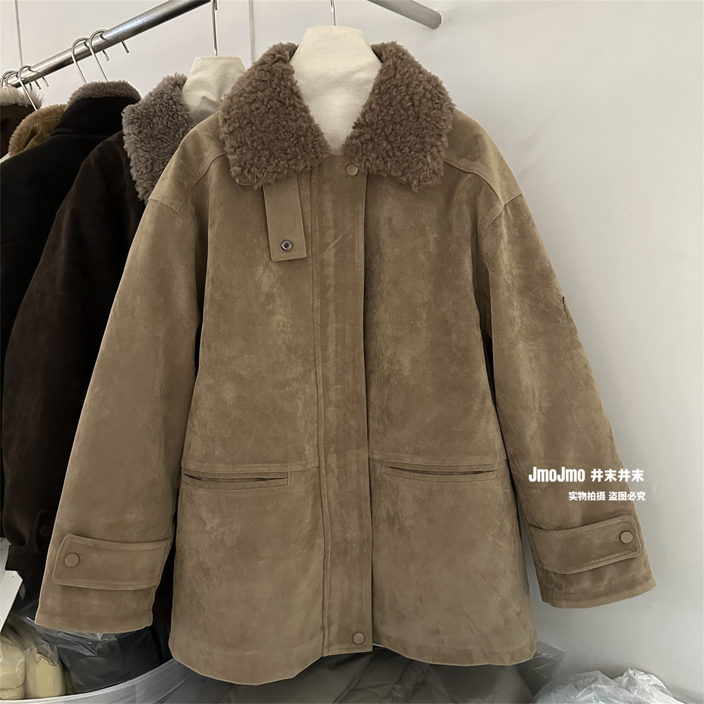 羊毛领皮绒派克羽绒服冬