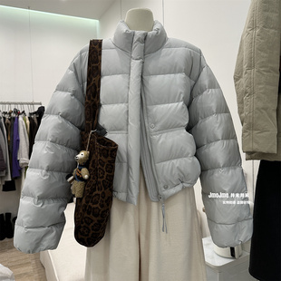 韩版 百搭加厚保暖90白鸭绒短外套面包服 立领排骨羽绒服女冬新品