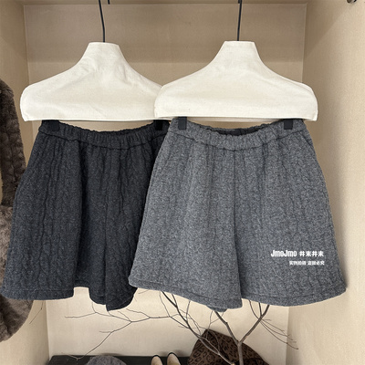 加绒麻花短裤休闲靴裤