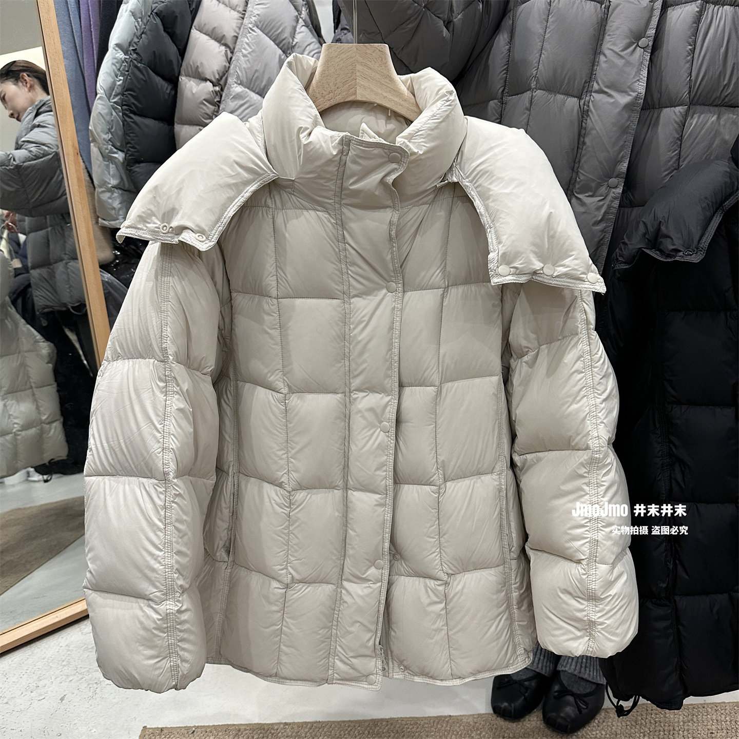 连帽羽绒服中长款90白鸭绒外套