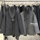 狐狸毛领90白鸭绒含50羊毛双排扣毛呢外套女冬季 保暖洋气羽绒西装