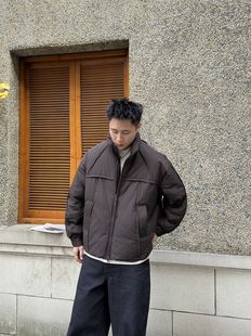 90绒泡芙休闲羽绒服男装 痞帅百搭立领外套上衣潮牌宽松韩系短 冬季