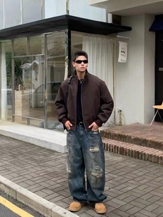 痞帅百搭立领时尚 秋冬季 外套上衣潮 复古休闲夹克男装 90白鸭绒美式