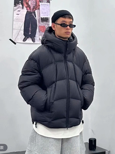 90绒泡芙休闲羽绒服男装 痞帅百搭连帽外套上衣潮牌宽松韩系短 冬季