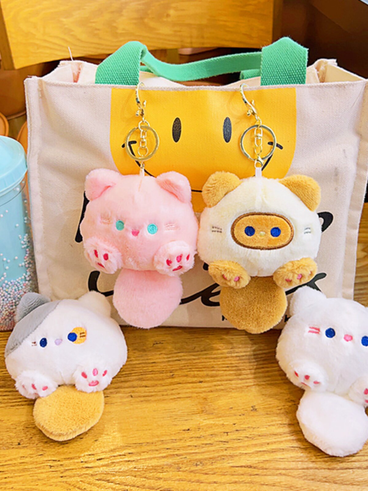 可爱团团猫网红钥匙扣女精致玩偶书包挂件娃娃公仔毛绒玩具小饰品