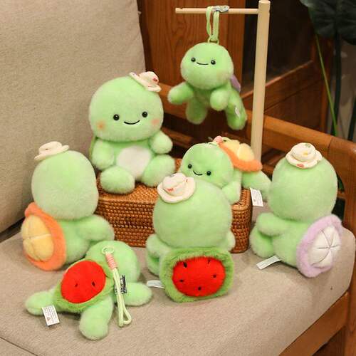 新款毛绒公仔玩具装饰桌伴水果趴趴龟乌龟香味箱包挂件钥匙扣挂饰