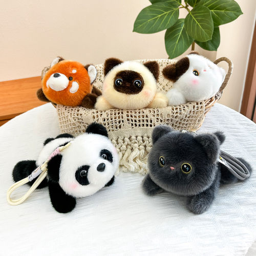 茸哆哆动物掌中宝桌伴毛绒玩偶挂件熊猫猫咪玩偶包包卡通玩具批发