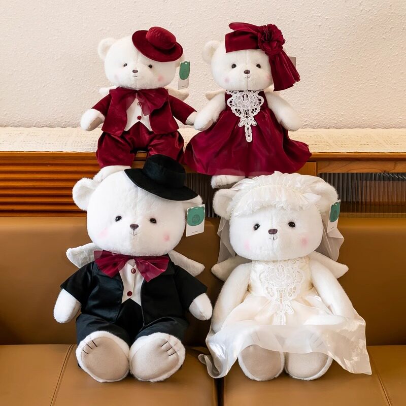 【官方正版】情侣天使熊毛绒玩具小熊公仔婚纱熊娃娃婚礼玩偶抛洒