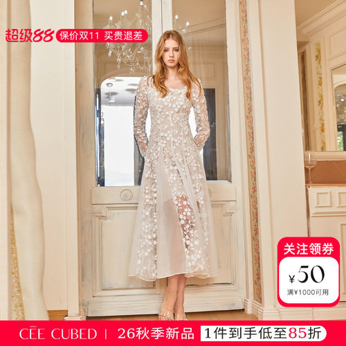 CEECUBED雪纺大摆连衣裙