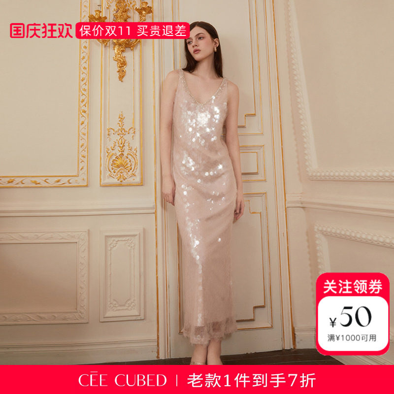 CEECUBED亮片水晶钻饰连衣裙图片