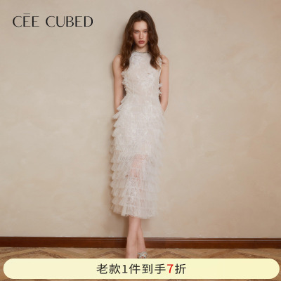 CEECUBED白色无袖蛋糕裙连衣裙