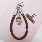 高级钛金属皮绳手机链钥匙链正版 泡泡玛特抱抱萌粒潮玩挂件礼物