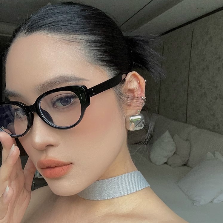 AIYALIU2025新款光面简约方型小众设计ins冷淡风耳环简约百搭耳饰