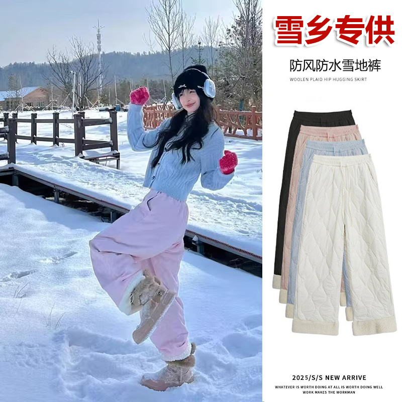 雪乡防寒长白山雪地穿搭棉裤