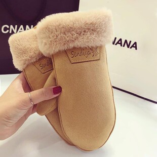 冬季初中生女生骑行不分指四个手指在一起的四肢并拢手套四指一体