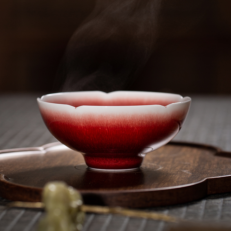 枭窑手工手绘郎红杯原矿